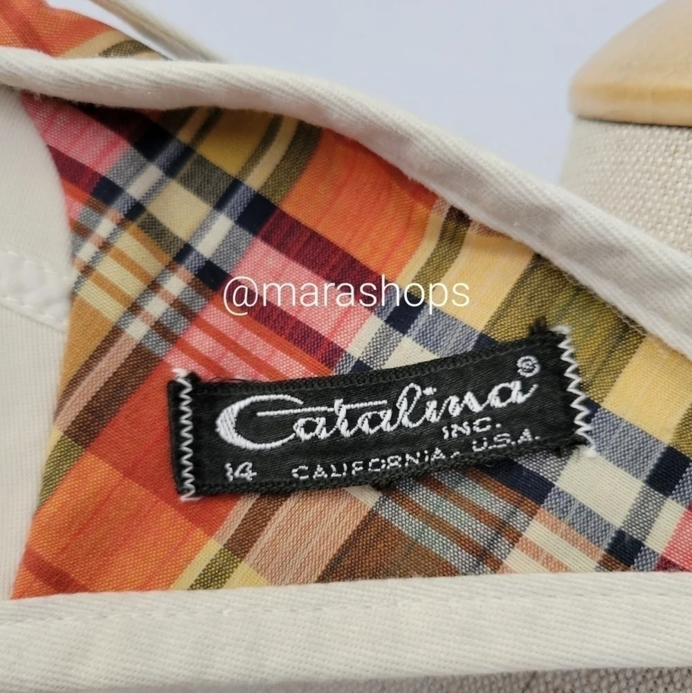 Vintage 1960's Catalina plaid swim bra bikini top